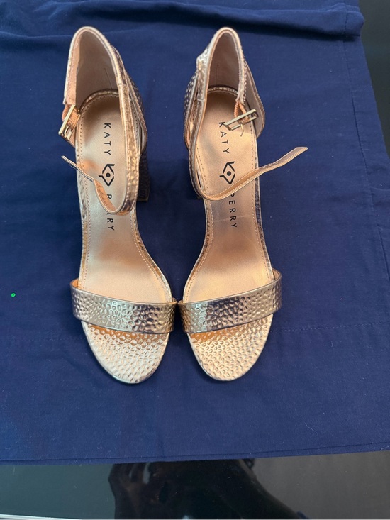 Katy Perry Collections Shoes - Katy Perry Collections Hammered Metallic Block Heel Sandals - Rose Gold
